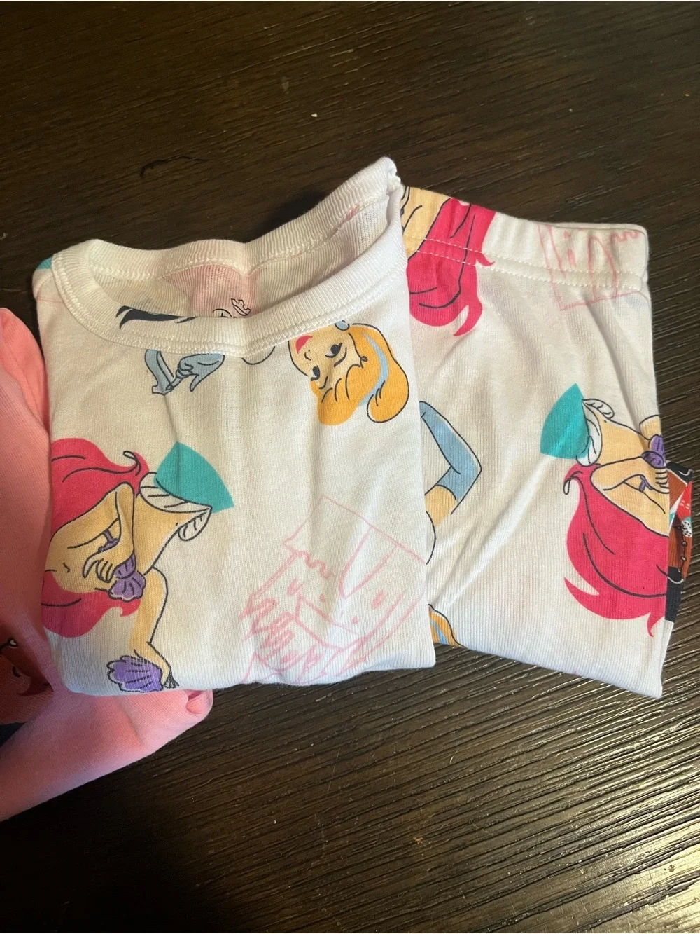 Disney Princess Girls Size 4 Long Sleeve Pajama Set, Pink & White, New w/o tags